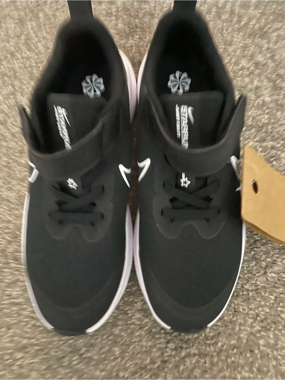 Nike Kids Black and White Velcro Athletic Sneakers